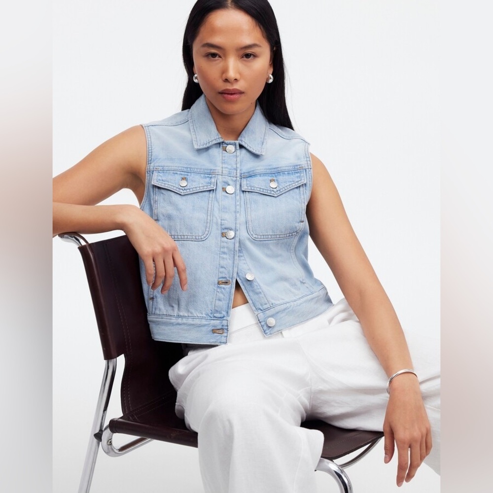 Vintage Karen Kane Blue Denim Crop Vest